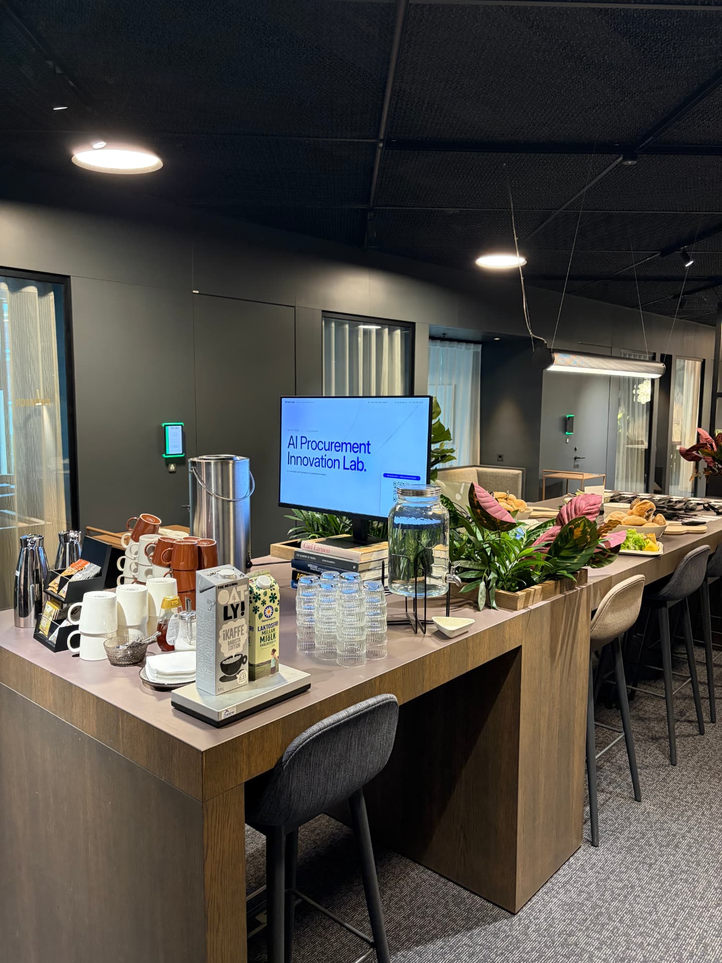 Coffee station next to the welcome screen