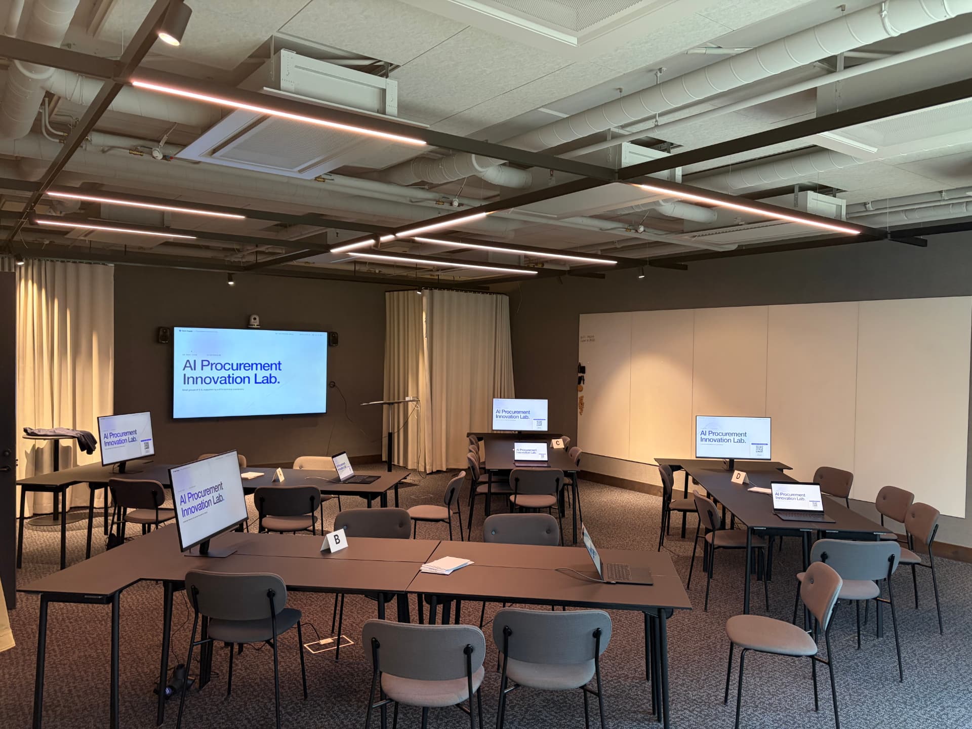 Group workstations ready for the build session